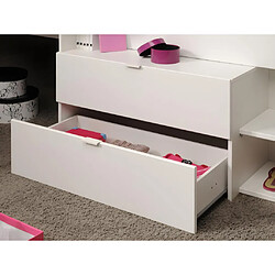 Avis Vente-Unique Lit avec bureau et rangements - 90 x 190/200 cm - Blanc et naturel + Sommier - GISELE