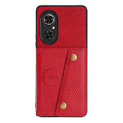 Coque en TPU + PU fermeture double boutons, magnétique avec béquille rouge pour votre Honor 50 SE