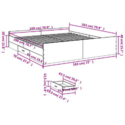 Vidaxl Cadre de lit avec tiroirs blanc 180x200 cm bois d'ingénierie pas cher