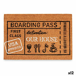 Gift Decor Paillasson Boarding Pass Naturel 60 x 1 x 40 cm (12 Unités)