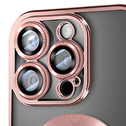 Avizar Coque MagSafe pour iPhone 16 Pro Max Silicone Contour Chromé Rose Champagne pas cher