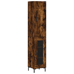 vidaXL Buffet haut Chêne fumé 34,5x34x180 cm Bois d'ingénierie