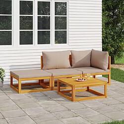 Maison Chic Salon de jardin 4 pcs + coussins - Mobilier/Meubles de jardin - Table et chaises d'extérieur taupe bois massif -MN52982