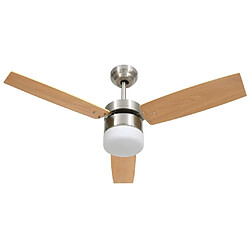 vidaXL Ventilateur de plafond lampe et télécommande 108cm Marron clair