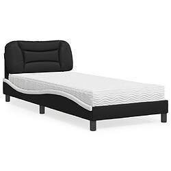 Vidaxl Lit avec matelas noir et blanc 90x190 cm similicuir