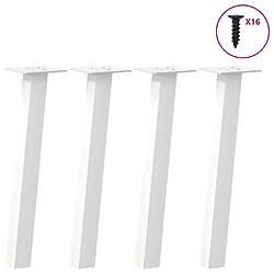 vidaXL Pieds de table basse 4 pcs blanc 30 cm acier