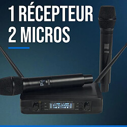 NC Micro sans fil - WOODBRASS - UHF 2M-Multi - 60 mètres de portée - 2 micros - Capsules cardioïdes