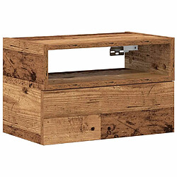 vidaXL Table de chevet murale vieux bois 45x26x28,5 cm