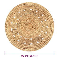 Acheter vidaXL Tapis Jute design tressé 90 cm rond