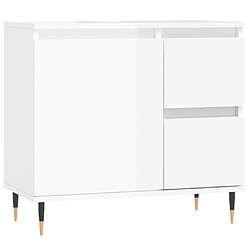 Maison Chic Armoire de salle de bain,Meuble de rangement,Meuble haut blanc brillant 65x33x60 cm -GKD540145