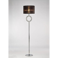 Luminaire Center Lampadaire Florence rond avec Abat jour noir 1 Ampoule chrome poli/cristal