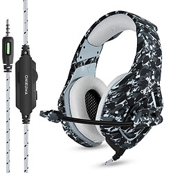 Wewoo K1 Casque de jeu à atténuation des bruits avec basses profondes avec microphone, pour PS4, smartphone, tablette, PC, ordinateur portable (camouflage gris)