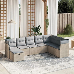 Maison Chic Ensemble à manger d'extérieur 8 pcs avec coussins,Salon de jardin,Mobilier de jardin mélange beige résine tressée -GKD721337