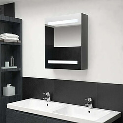 Maison Chic Armoire de salle de bain,Meuble de rangement,Meuble haut à miroir LED Gris brillant 50x14x60 cm -GKD528594