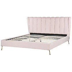 Beliani Lit double en velours avec port USB 180 x 200 cm rose MIRIBEL pas cher