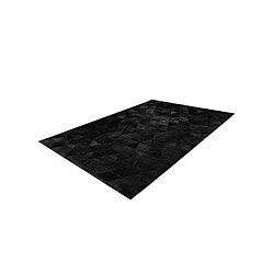 Paris Prix Tapis Fait Main en Cuir Lavin VI Noir 80 x 150 cm