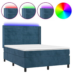 vidaXL Sommier à lattes de lit matelas et LED Bleu foncé 140x200 cm