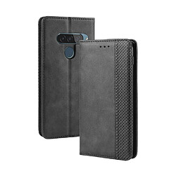 Wewoo Housse Coque Étui en cuir à boucle magnétique avec texture rétro et pour Crazy Horse LG G8S ThinQavec porte-carte et fentes cartes et cadre photo Noir