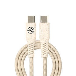 Tellur Green Data Cable Type-C vers Type-C, 3A, PD60W, 1m, nylon, paille de blé, crème