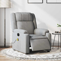 vidaXL Fauteuil de massage inclinable électrique gris clair tissu