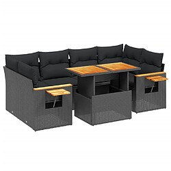 vidaXL Salon de jardin 7 pcs avec coussins noir résine tressée