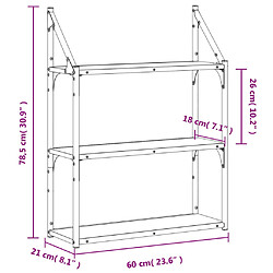 vidaXL Étagère murale 3 niveaux noir 60x21x78,5 cm bois d'ingénierie pas cher