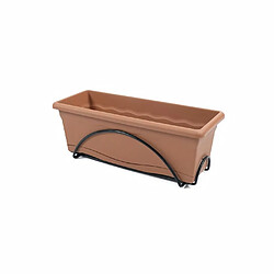 PLASTIKEN Jardiniere 50x20cm avec plateau et support balcon - Anthracite