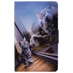 Etui en PU fermeture magnétique avec porte-cartes chat et tigre pour votre Samsung Galaxy Tab A8 (2021) SM-X200/SM-X205