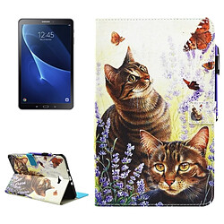 Wewoo Housse Étui pour Samsung Galaxy Tab A 10.1 2016 / T580 Chats et papillons motif horizontal en cuir flip avec support Portefeuille & Slots de cartes Sleep / Wake-up Fonction & Pen Slot