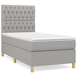 vidaXL Sommier à lattes de lit avec matelas Gris clair 90x200 cm Tissu