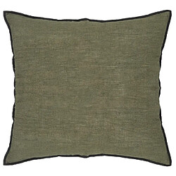 Pegane Lot de 2 coussin décoratif déhoussable en lin et coton coloris vert kaki - Longueur 45 x Profondeur 12 x Hauteur 45 cm 