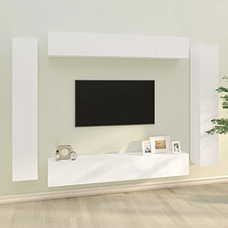 Maison Chic Ensemble de meubles TV 8 pcs | Banc TV Moderne pour salon | Meuble de Rangement - Blanc Bois d'ingénierie -MN23326