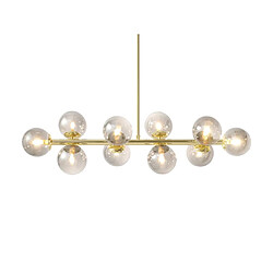 Vente-Unique Lustre en métal et verre fumé brillant - 10 globes - L. 94 x P. 23 x H. 88 cm - Doré - SOFIA pas cher