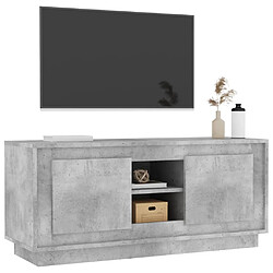 Avis vidaXL Meuble TV gris béton 102x35x45 cm bois d'ingénierie