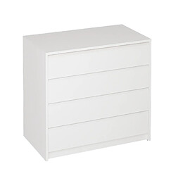 Pegane Commode Meuble de rangement coloris blanc - Longueur 80 x Hauteur 73.5 x Profondeur 45 cm