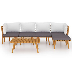 Avis Maison Chic Salon de jardin 6 pcs + coussins - Mobilier/Meubles de jardin - Table et chaises d'extérieur Bois d'acacia solide -MN62557