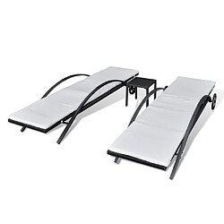 Avis Helloshop26 Lot de deux chaises longues transat 200 cm avec table résine tressée noir 02_0011915