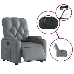 Maison Chic Fauteuil Relax pour salon, Fauteuil inclinable électrique Gris Similicuir -GKD55457 pas cher