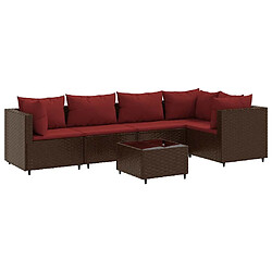 vidaXL Salon de jardin 6 pcs avec coussins Marron Résine tressée