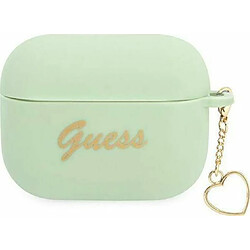 Guess Maroquinerie Guess GUAPLSCHSN Coque pour AirPods Pro en Silicone Vert/Vert