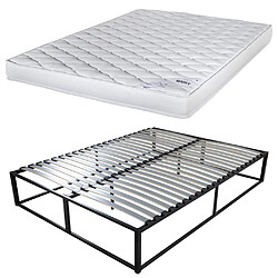 Ebac Sommier démontable surélevé KIT27 + Matelas Marly - 40 lattes bois - Gain de place