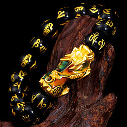 Avis Chinois Feng Shui Obsidian Bead Pixiu Charms Bracelet Bijoux Noir