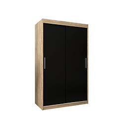 Abiks Meble Armoire Tokyo à portes coulissantes 200/120/62 2 portes (sonoma/noir) 