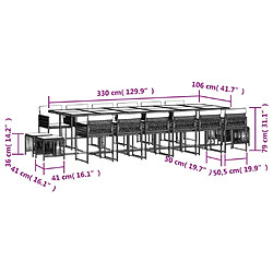 vidaXL Ensemble à manger de jardin et coussins 17 pcs beige pas cher