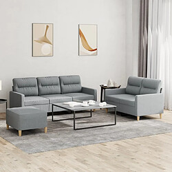 Maison Chic Ensemble de canapés 3 pcs avec coussins, Canapé droit Sofa pour Salon Gris clair Tissu -GKD554905