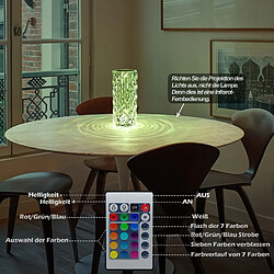 Avis NETTLIFE Lampe de table LED de chevet sans fil - Cristal Variable Lampe de table Touch Rechargeable RGB Lamp Chambre RVB Télécommande 16 couleurs