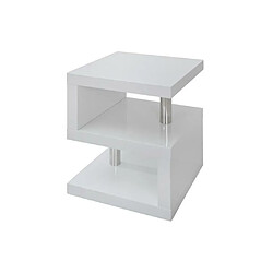 Avis Vente-Unique Table d'appoint LYLIA II - MDF laqué blanc - Avec LEDs - Blanc