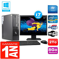 PC Fujitsu Esprimo E500 E85+ SFF Core I7-2600 8Go Disque 2 To Wifi W7 Ecran 22" - Occasion