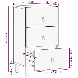 vidaXL Armoire latérale 40x33x75 cm bois massif de manguier pas cher