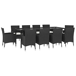 Avis Maison Chic Mobilier à dîner 11 pcs de jardin avec coussins - Ensemble table et chaises d'extérieur - Salon/Mobilier de jardin classique noir résine tressée -MN73018